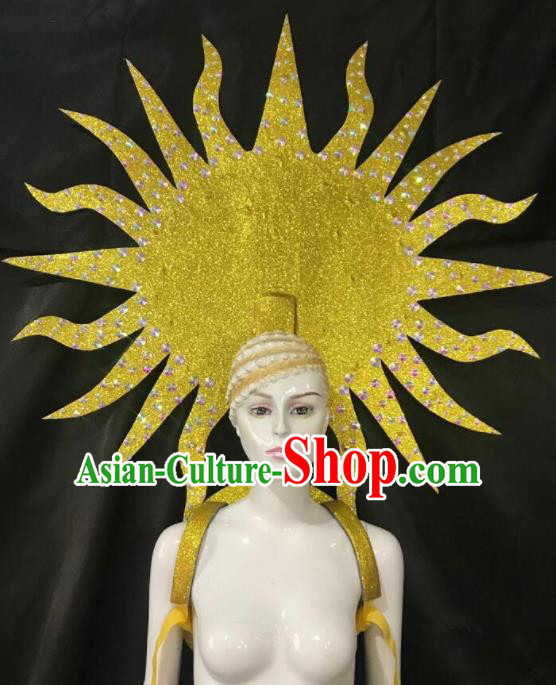 Customized Halloween Samba Dance Props Brazil Parade Golden Wings Backboard and Headpiece for Women