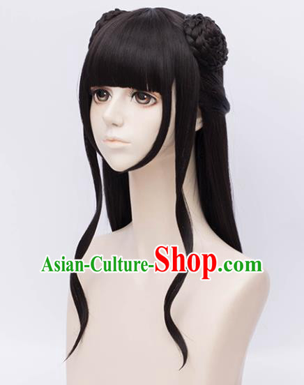 Customized Chinese Cosplay Young Lady Wigs Ancient Swordswoman Hair Accessories Wig Sheath