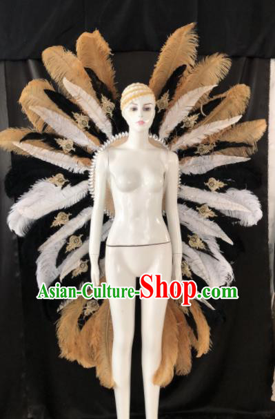 Customized Halloween Samba Dance Ostrich Feather Props Brazil Parade Giant Backboard for Women