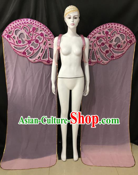 Customized Halloween Samba Dance Prop Brazil Parade Pink Ribbon Wings Giant Backboard for Women