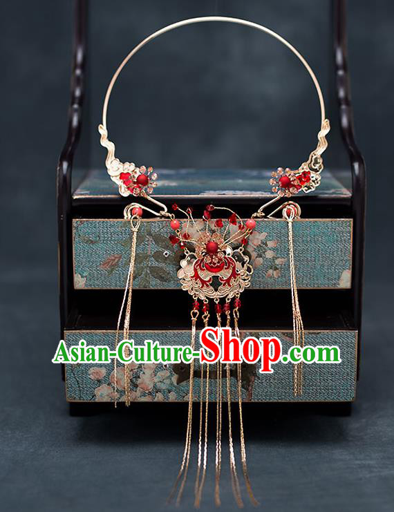 Top Chinese Traditional Cloisonne Red Necklace Handmade Hanfu Accessories for Women