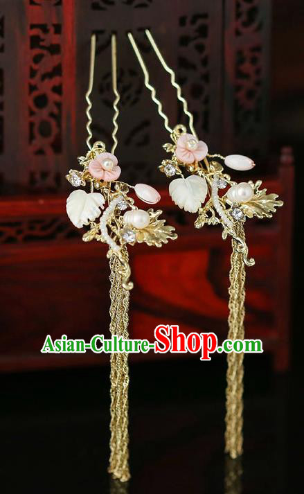 Top Chinese Traditional Shell Tassel Hair Clip Handmade Hanfu Hairpins Hair Accessories for Women