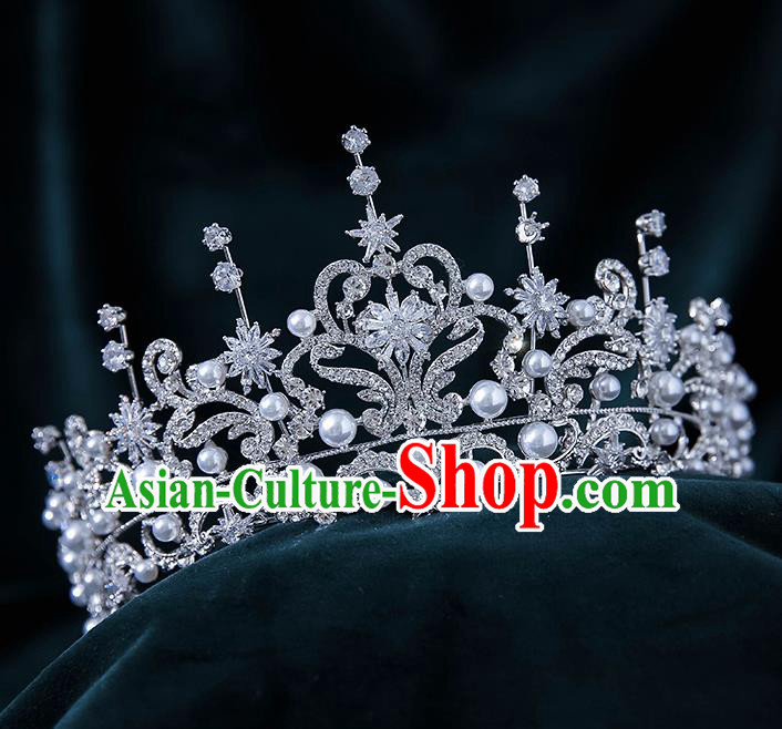 Top Grade Handmade Princess Zircon Stars Royal Crown Wedding Bride Hair Accessories for Women