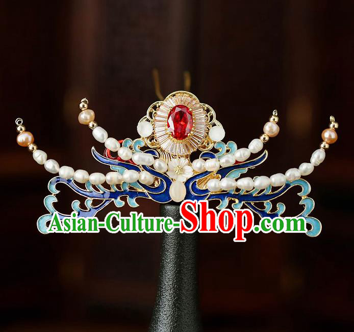 Top Chinese Traditional Red Crystal Pearls Hair Clip Handmade Hanfu Hairpins Hair Accessories for Women