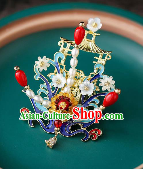 Top Chinese Traditional Pearls Phoenix Hair Comb Handmade Hanfu Hairpins Hair Accessories for Women