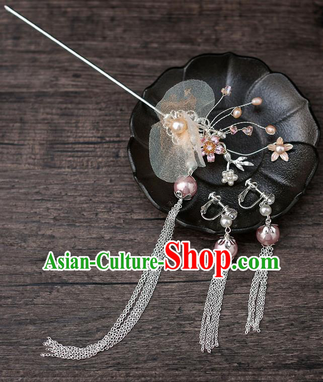 Top Chinese Traditional Silk Flower Hair Clip Handmade Hanfu Hairpins Hair Accessories for Women