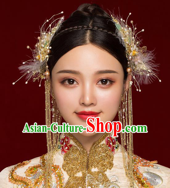 Top Chinese Traditional Bride Butterfly Hair Claws Handmade Hairpins Wedding Hair Accessories Complete Set