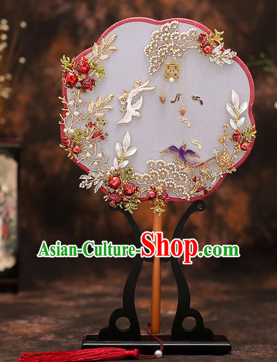 Chinese Traditional Wedding Prop Silk Fan Ancient Bride Palace Fans for Women