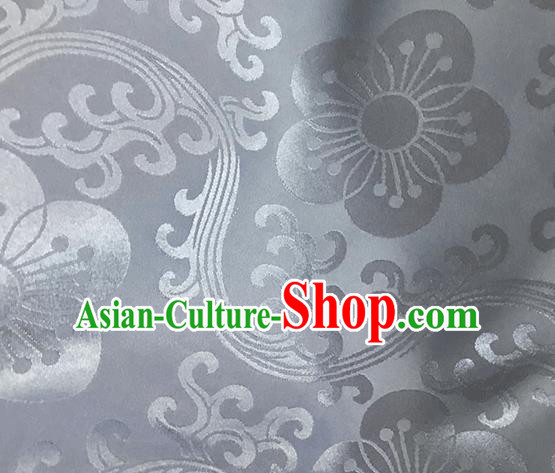 Asian Chinese Traditional Plum Pattern Design Grey Brocade China Hanfu Satin Fabric Material