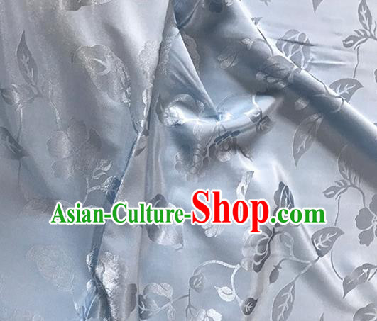 Asian Chinese Traditional Twine Pattern Design Light Blue Brocade China Hanfu Satin Fabric Material