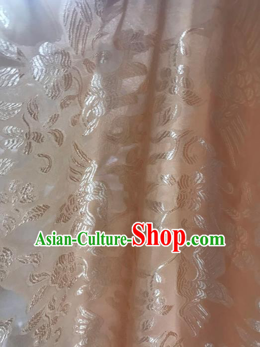 Asian Chinese Traditional Flowers Birds Pattern Design Champagne Chiffon China Hanfu Fabric Material