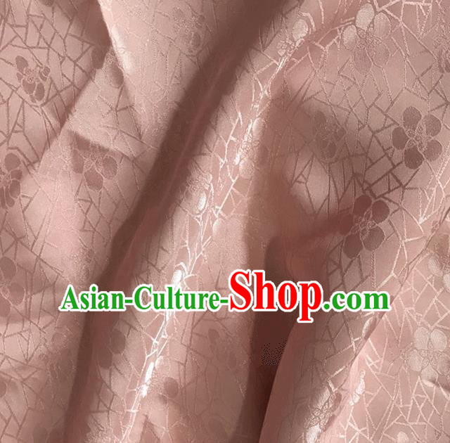 Asian Chinese Traditional Plum Blossom Pattern Design Pink Brocade China Hanfu Satin Fabric Material