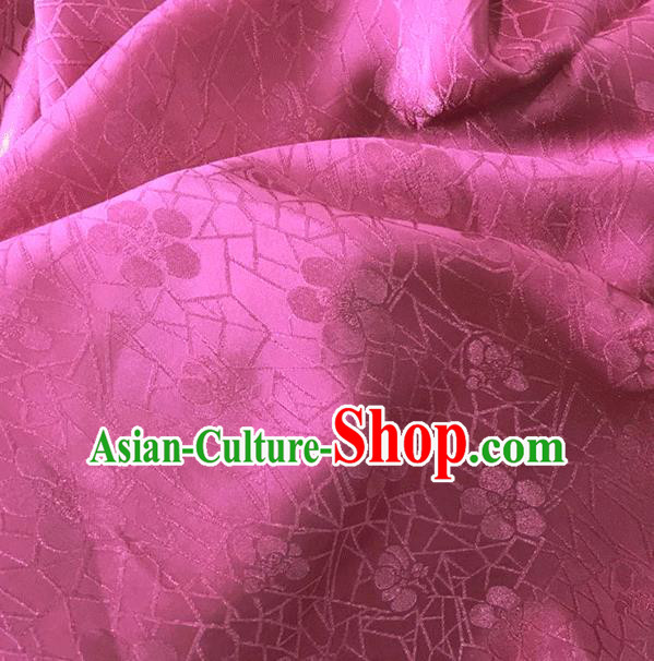 Asian Chinese Traditional Plum Blossom Pattern Design Rosy Brocade China Hanfu Satin Fabric Material