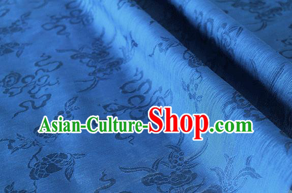 Asian Chinese Traditional Auspicious Pattern Design Blue Brocade China Hanfu Silk Fabric Material