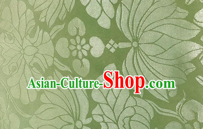 Asian Chinese Traditional Lotus Pattern Design Green Brocade China Hanfu Satin Silk Fabric Material