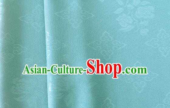 Asian Chinese Traditional Camellia Pattern Design Blue Brocade China Hanfu Satin Silk Fabric Material