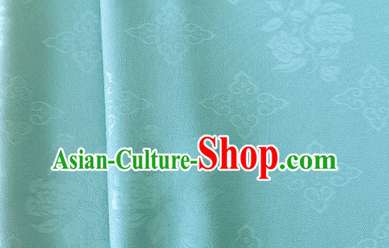 Asian Chinese Traditional Camellia Pattern Design Blue Brocade China Hanfu Satin Silk Fabric Material