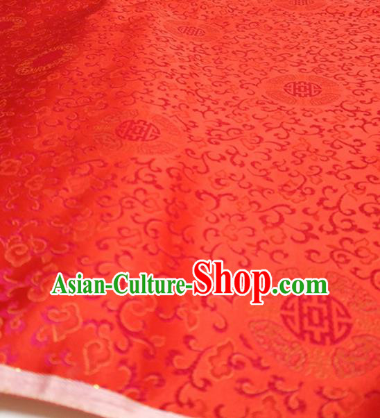 Asian Chinese Traditional Twine Pattern Design Red Brocade Silk Fabric China Hanfu Satin Material