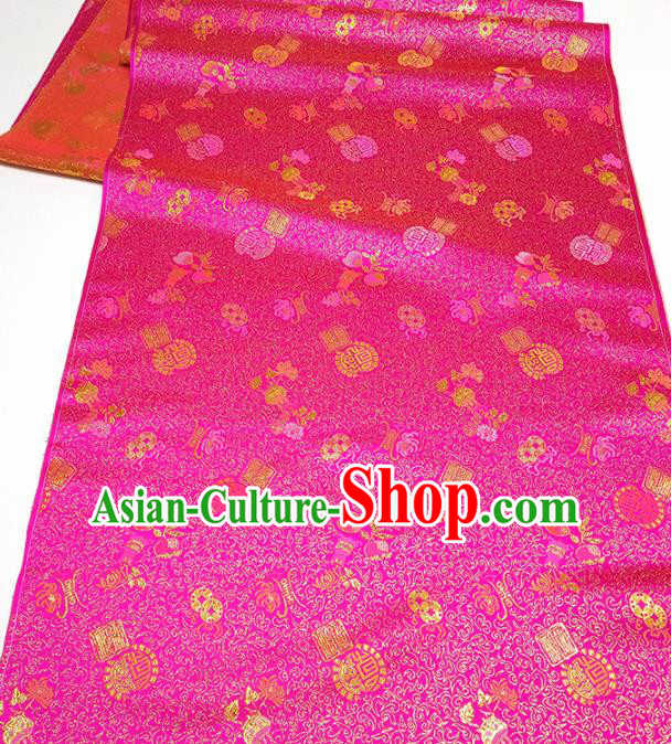 Asian Chinese Traditional Auspicious Pattern Design Rosy Brocade Silk Fabric China Hanfu Satin Material