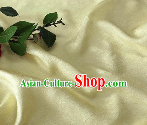 Asian Chinese Traditional Kaki Pedicle Pattern Design Light Yellow Silk Fabric China Qipao Material