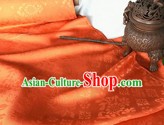 Asian Chinese Traditional Broken Branches Pattern Design Orange Silk Fabric China Qipao Material