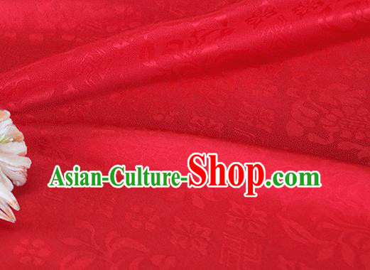 Asian Chinese Traditional Broken Branches Pattern Design Red Silk Fabric China Qipao Material