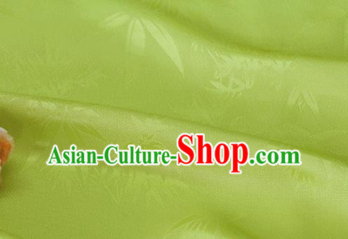 Asian Chinese Traditional Bamboo Leaf Pattern Design Light Green Silk Fabric China Qipao Material