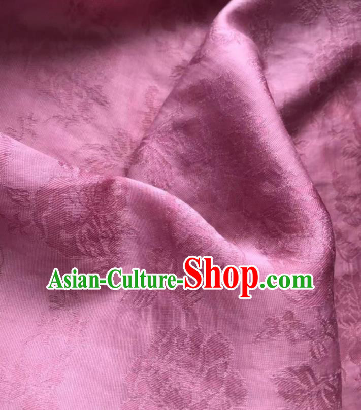 Asian Chinese Traditional Jacquard Peony Pattern Design Rosy Silk Fabric China Qipao Material