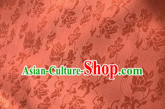 Asian Chinese Traditional Peony Pattern Design Orange Satin China Qipao Silk Fabric Material