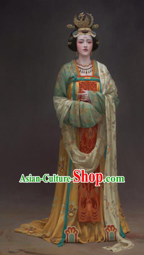 Chinese Ancient Tang Dynasty Palace Lady Dress Drama the Longest Day in Chang An Wang Yunxiu Replica Costumes and Headpiece Complete Set