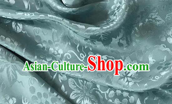 Asian Chinese Traditional Grape Pattern Design Green Brocade China Hanfu Satin Fabric Material