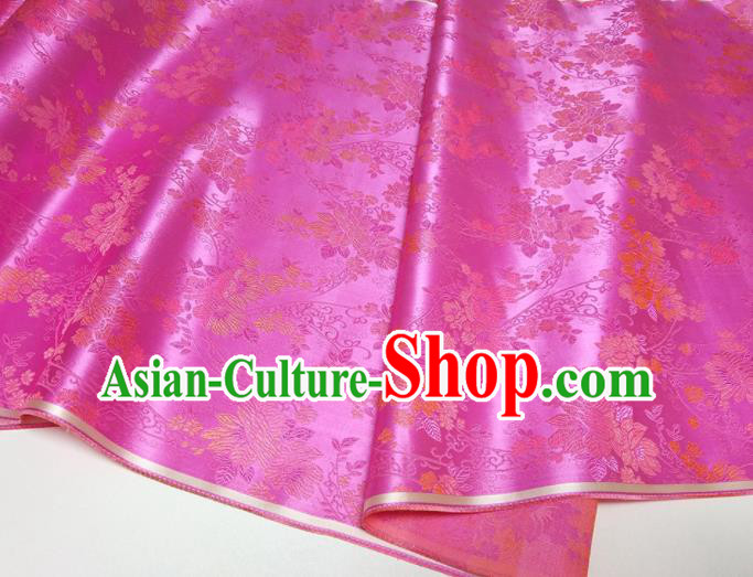 Asian Chinese Traditional Pattern Design Rosy Brocade Silk Fabric China Hanfu Satin Material