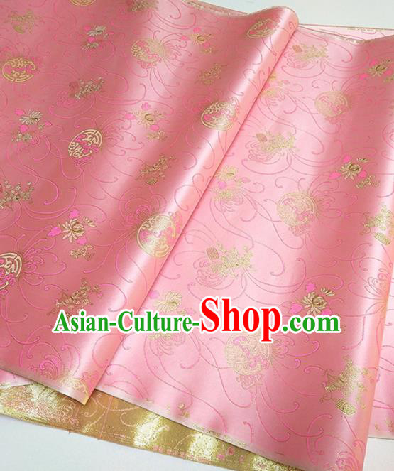 Asian Chinese Traditional Chrysanthemum Pattern Design Pink Brocade Silk Fabric China Hanfu Satin Material