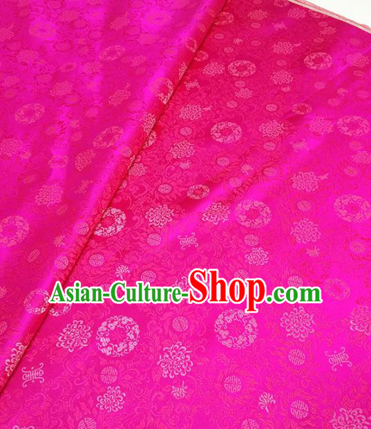 Asian Chinese Traditional Chrysanthemum Pattern Design Rosy Brocade Silk Fabric China Hanfu Satin Material