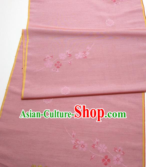 Asian Chinese Traditional Cherry Blossom Pattern Design Pink Silk Fabric China Hanfu Silk Material