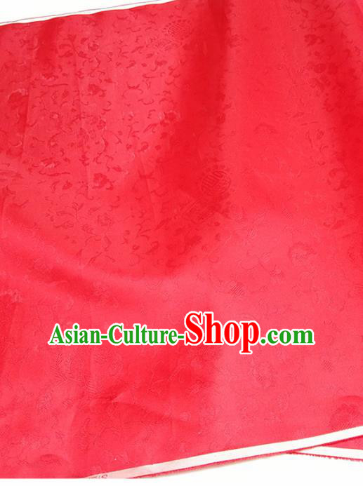 Asian Chinese Traditional Delonix Regia Pattern Design Red Silk Fabric China Hanfu Silk Material
