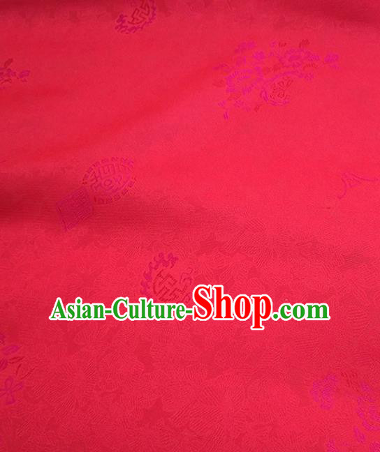 Asian Chinese Traditional Flowers Pattern Design Red Silk Fabric China Hanfu Silk Material