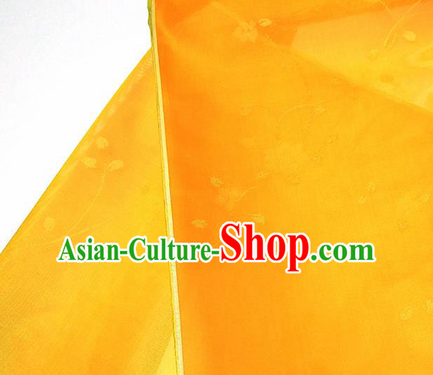 Asian Chinese Traditional Flowers Branch Pattern Design Orange Silk Fabric China Hanfu Silk Material