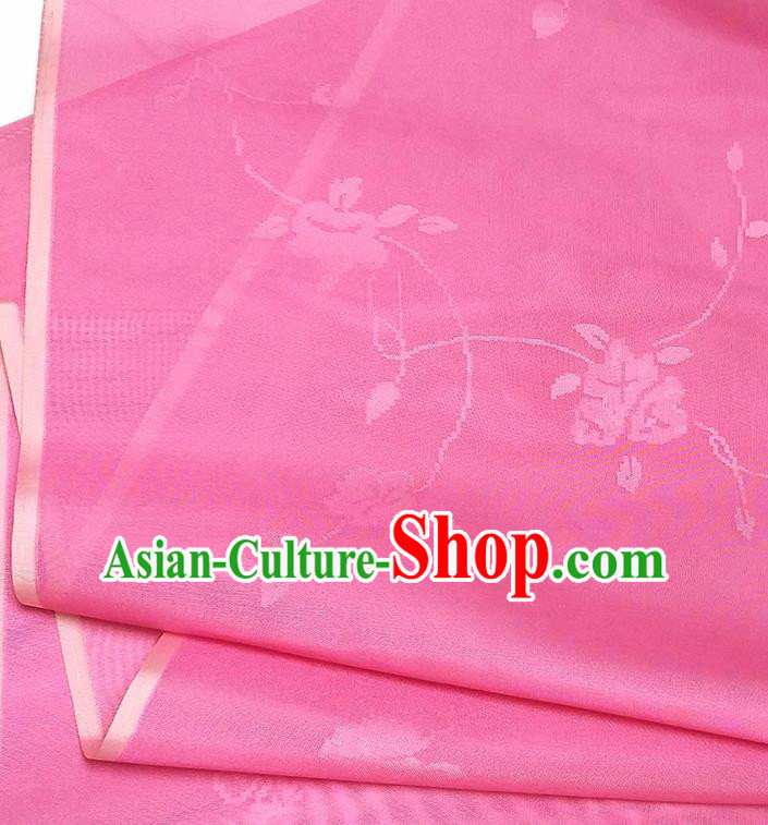 Asian Chinese Traditional Flowers Branch Pattern Design Peach Pink Silk Fabric China Hanfu Silk Material