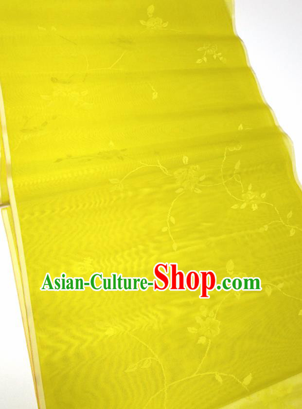 Asian Chinese Traditional Flowers Branch Pattern Design Olive Green Silk Fabric China Hanfu Silk Material