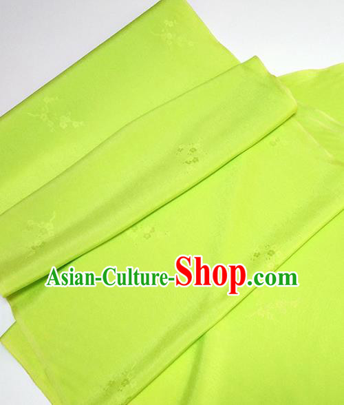 Asian Chinese Traditional Plum Blossom Pattern Design Light Green Silk Fabric China Hanfu Silk Material