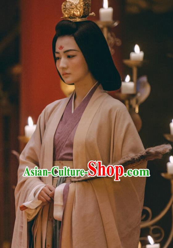 Ancient Chinese Tang Dynasty Empress Dress Drama the Longest Day in Chang An Yan Yuhuan Replica Costumes and Headpiece for Women