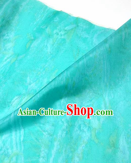 Chinese Traditional Pattern Design Blue Silk Fabric Asian China Hanfu Silk Material