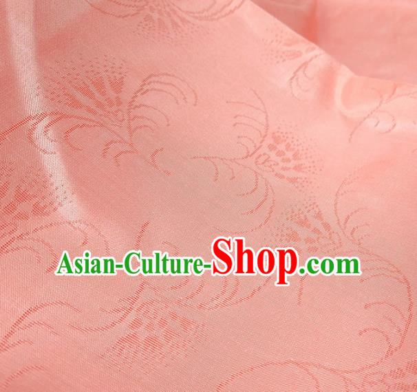 Chinese Traditional Albizia Flower Pattern Design Pink Silk Fabric Asian China Hanfu Silk Material