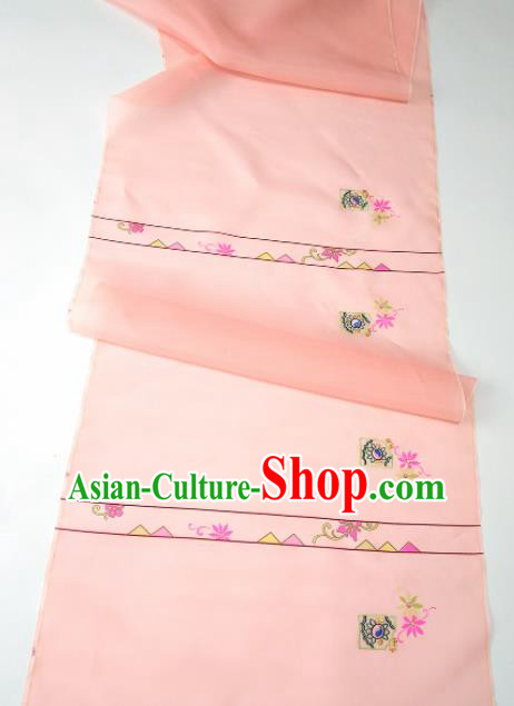 Chinese Traditional Printing Flowers Pattern Design Pink Silk Fabric Asian China Hanfu Silk Material