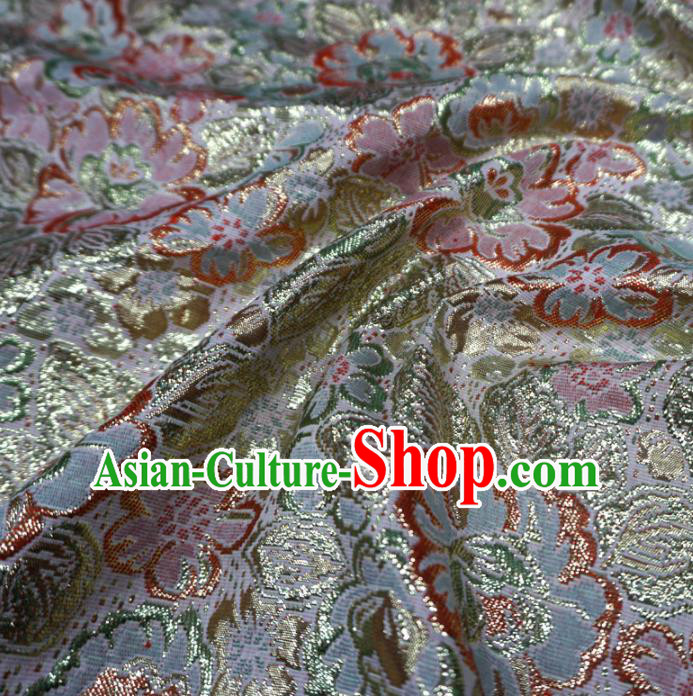 Chinese Traditional Pattern Design White Brocade Fabric Asian Satin China Hanfu Silk Material