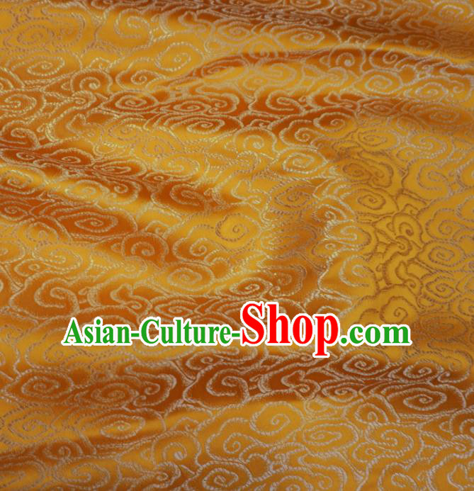 Chinese Traditional Royal Clouds Pattern Design Golden Brocade Fabric Asian Satin China Hanfu Silk Material