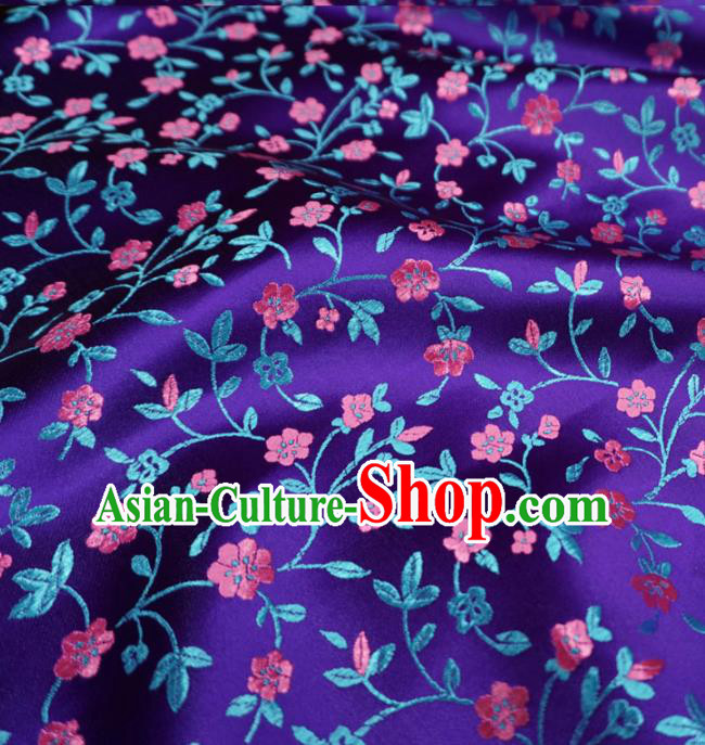 Chinese Traditional Twine Plum Pattern Design Purple Brocade Fabric Asian Satin China Hanfu Silk Material