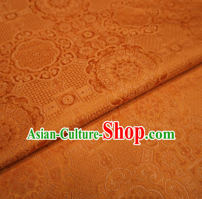 Chinese Traditional Rosette Pattern Design Orange Brocade Fabric Asian Satin China Hanfu Silk Material