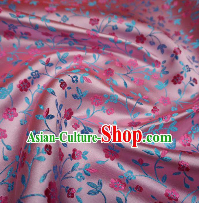 Chinese Traditional Plum Pattern Design Pink Brocade Fabric Asian Satin China Hanfu Silk Material